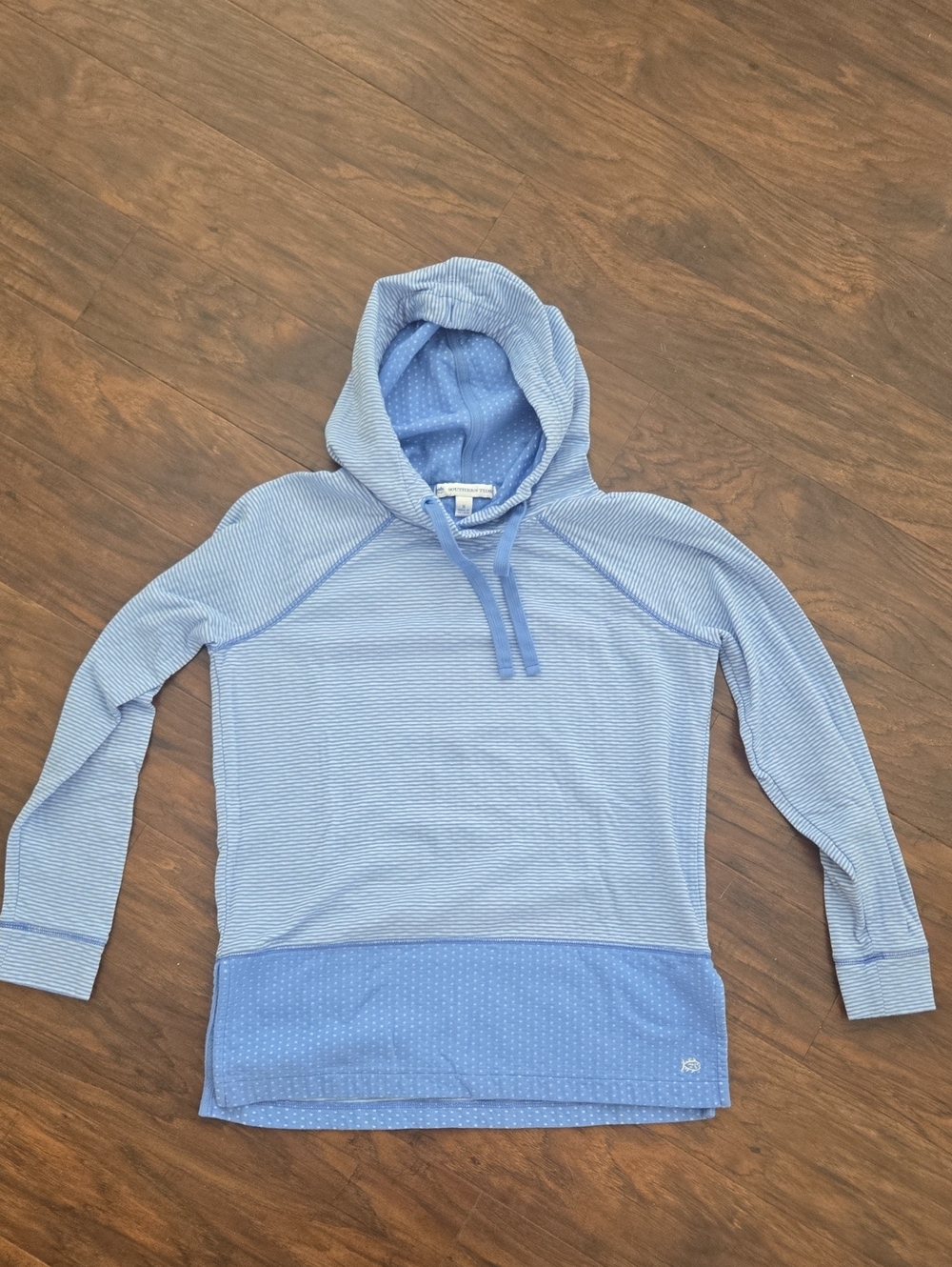 Southern Tide Light Blue & White Striped Hoodie_159